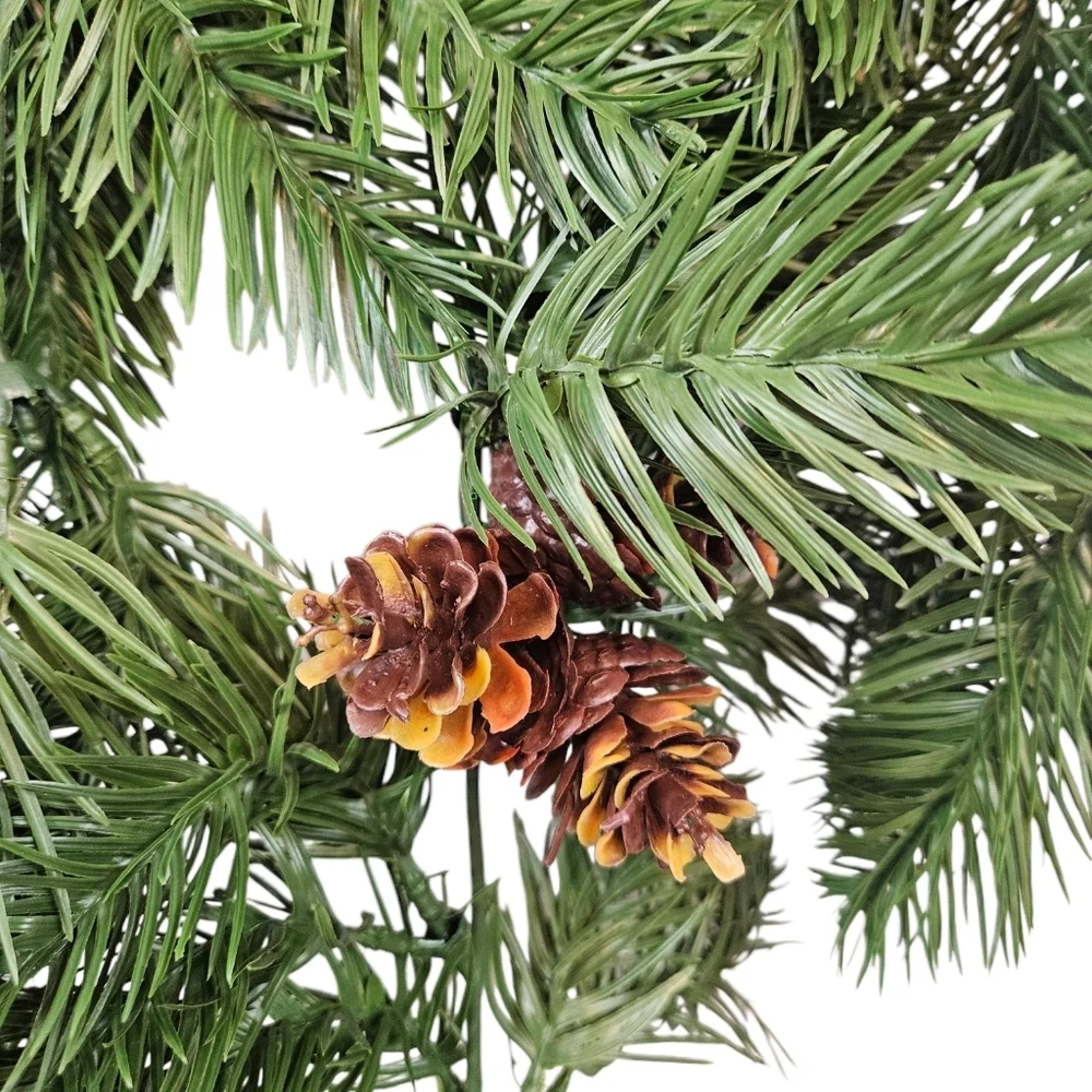 Realistic Real Touch Plastic Pine Needle‎ Garland with Pine Cones 6.5 Foot